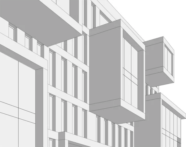 Architectuur Gebouw Weergave Illustratie Witte Achtergrond — Stockvector