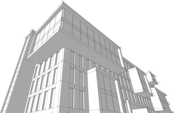 建筑3D在白色背景上的渲染说明 — 图库矢量图片