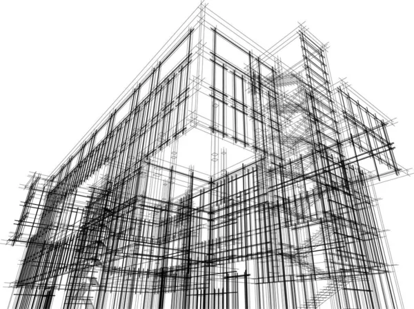 Arquitetura Edifício Renderização Ilustração Fundo Branco — Vetor de Stock