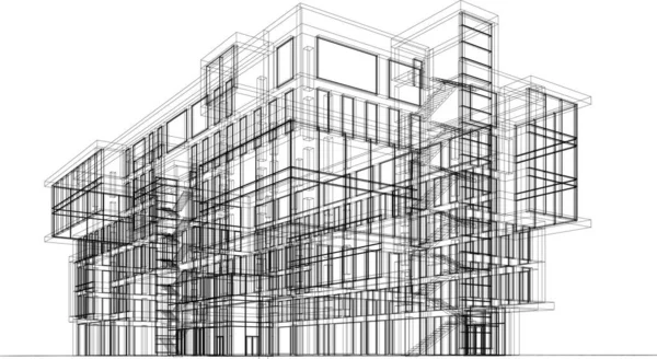Arkitektur Bygning Gøre Illustration Hvid Baggrund – Stock-vektor