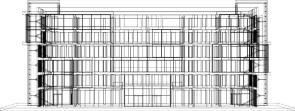 Arquitetura Edifício Renderização Ilustração Fundo Branco — Vetor de Stock