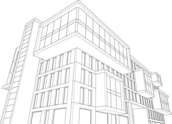 Architektura Budynek Renderowania Ilustracja Białym Tle — Wektor stockowy