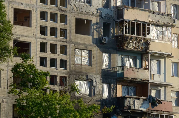 War Ukraine Destruction Kyiv Region Russian Army Attack Consequences Russian — Stock Photo, Image