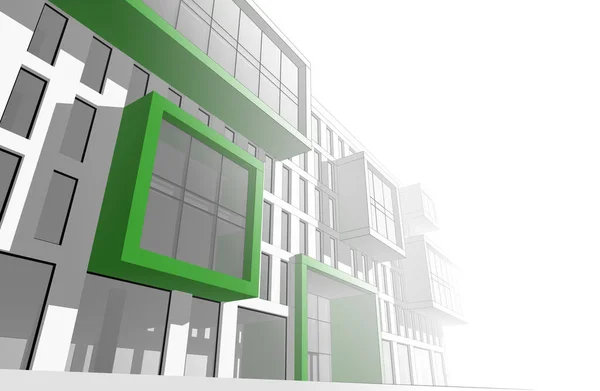 architecture building 3d render illustration on white background