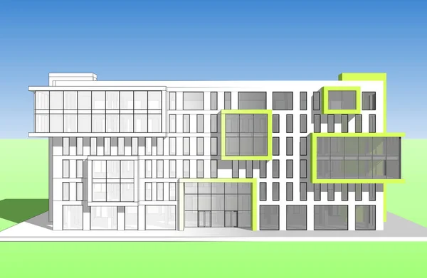Architektur Gebäude Darstellung Auf Weißem Hintergrund — Stockfoto