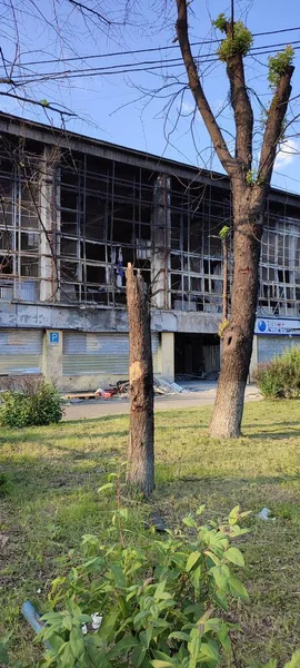 Guerra Ucrânia Destruição Região Kiev Após Ataque Exército Russo Consequências — Fotografia de Stock