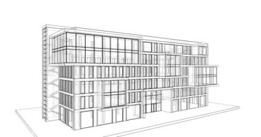 Binanın mimari animasyon tasarımı, dijital konsept arkaplan