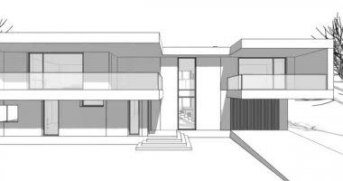 Binanın mimari animasyon tasarımı, dijital konsept arkaplan
