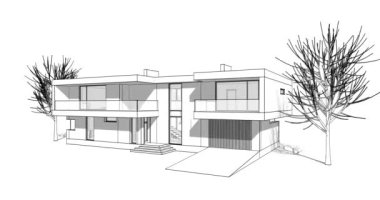 Binanın mimari animasyon tasarımı, dijital konsept arkaplan