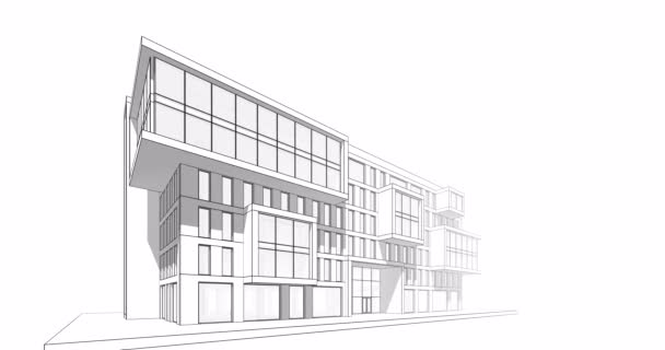Diseño Animación Arquitectónica Del Edificio Fondo Concepto Digital — Vídeos de Stock