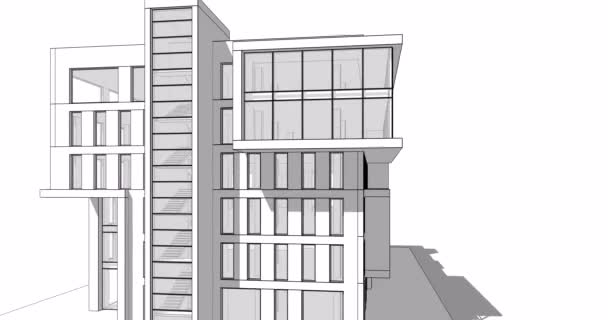建物の建築アニメーションデザインデジタルコンセプトの背景 — ストック動画
