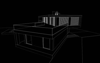 modern mimari tasarım, 3d illüstrasyon