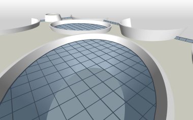 Modern bir ofis içinin 3D canlandırması