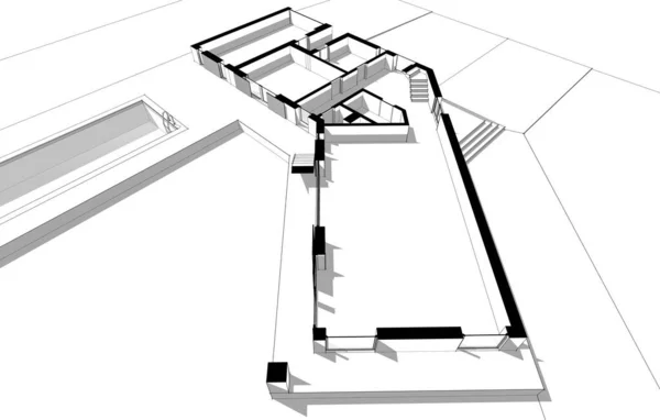 建筑墙纸设计 数字概念背景 — 图库照片