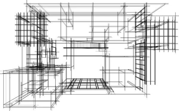 Abstrakt Arkitektonisk Tapet Design Digitalt Koncept Bakgrund — Stock vektor