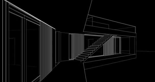 Abstrakt Arkitektoniska Bilder Design Modernt Hus Digitalt Koncept Bakgrund — Stockvideo
