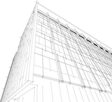 modern mimari binası 3d illüstrasyon