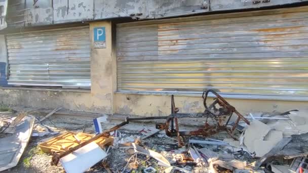 Guerra Ucraina Edifici Distrutti Nella Regione Kiev Dopo Attacco Dell — Video Stock