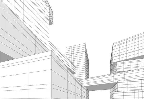 建筑墙纸设计 数字概念背景 — 图库矢量图片