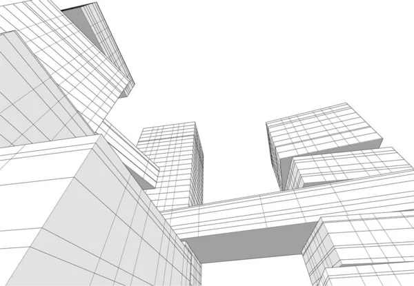 建筑墙纸设计 数字概念背景 — 图库矢量图片