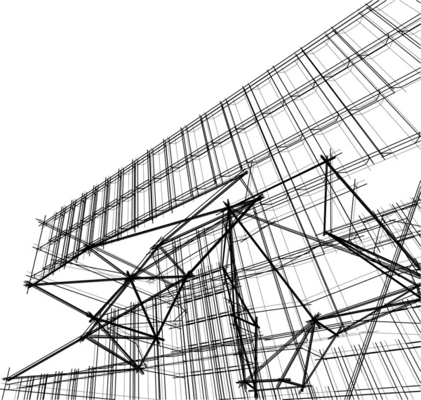 建筑墙纸设计 数字概念背景 — 图库矢量图片