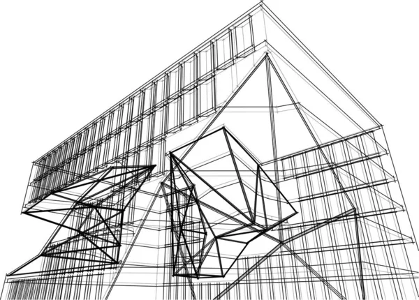 建筑墙纸设计 数字概念背景 — 图库矢量图片