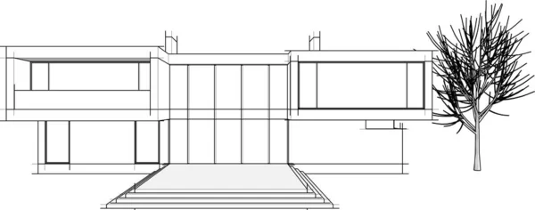 建筑草图的3D渲染分离房屋 — 图库矢量图片