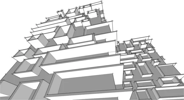 建筑墙纸设计 数字概念背景 — 图库矢量图片