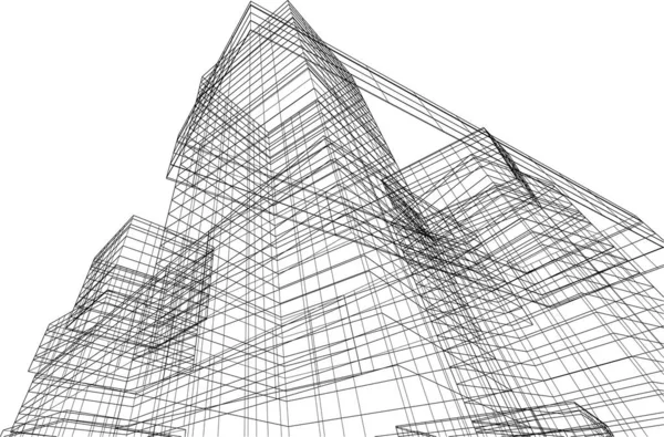 建筑墙纸设计 数字概念背景 — 图库矢量图片