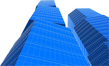 blue abstract architectural wallpaper design, digital concept background