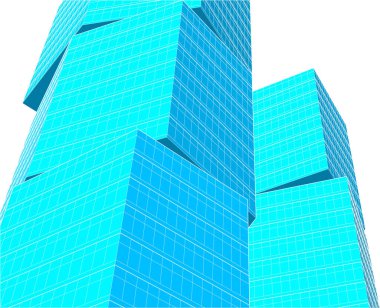 blue abstract architectural wallpaper design, digital concept background