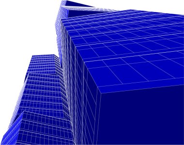 blue abstract architectural wallpaper design, digital concept background