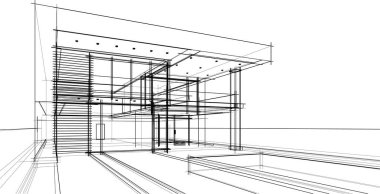 abstract sketch of modern city building, architecture concept background.