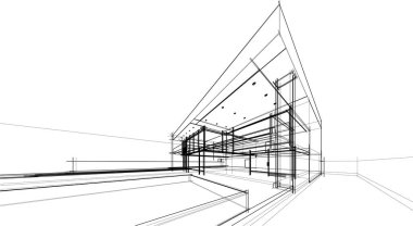 abstract sketch of modern city building, architecture concept background.