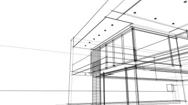 abstract sketch of modern city building, architecture concept background.