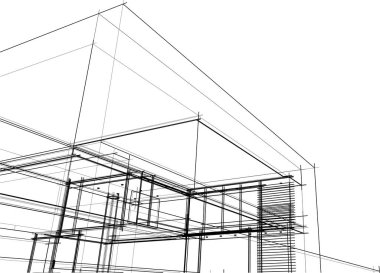 abstract sketch of modern city building, architecture concept background.