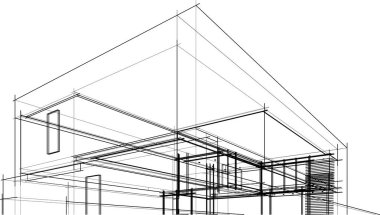 abstract sketch of modern city building, architecture concept background.