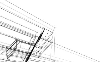 drawing lines in architectural art concept, abstract graphical technology background 
