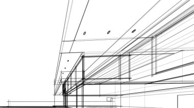 drawing lines in architectural art concept, abstract graphical technology background 
