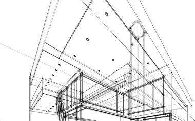 drawing lines in architectural art concept, abstract graphical technology background 