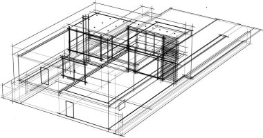 drawing lines in architectural art concept, abstract graphical technology background 