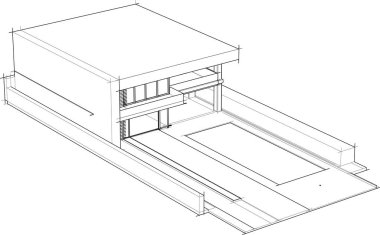 drawing lines in architectural art concept, abstract graphical technology background 