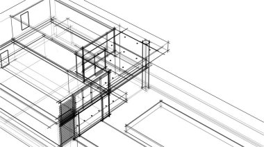 drawing lines in architectural art concept, abstract graphical technology background 
