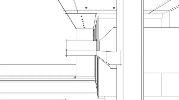 Drawing Lines Architectural Art Concept Abstract Graphical Technology Background — стоковый вектор