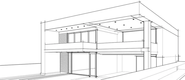 Drawing Lines Architectural Art Concept Abstract Graphical Technology Background —  Vetores de Stock