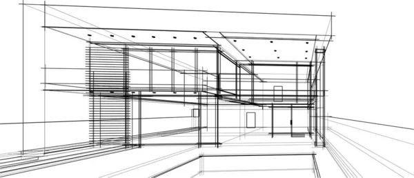 Abstract Sketch Modern City Building Architecture Concept Background —  Vetores de Stock