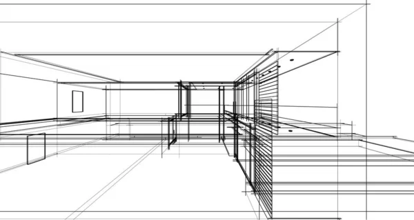 Drawing Lines Architectural Art Concept Abstract Graphical Technology Background — Stockvector