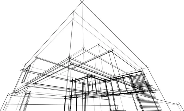 Drawing Lines Architectural Art Concept Abstract Graphical Technology Background — Διανυσματικό Αρχείο