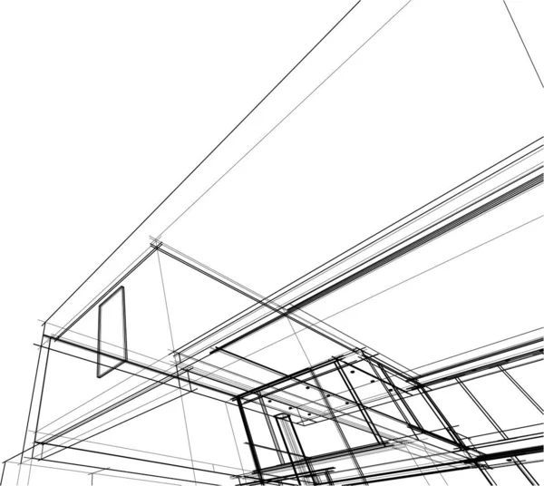 Drawing Lines Architectural Art Concept Abstract Graphical Technology Background — 스톡 벡터