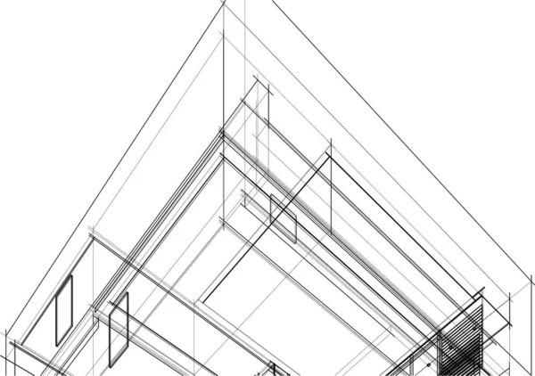 Drawing Lines Architectural Art Concept Abstract Graphical Technology Background — 图库矢量图片